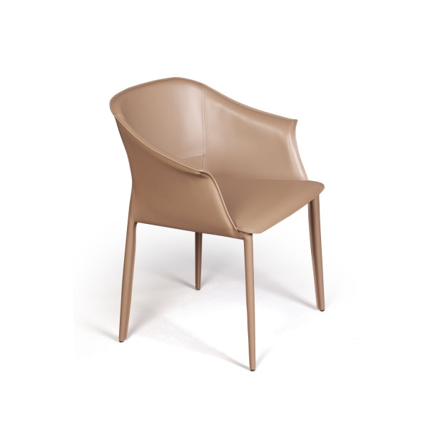 Стул  с подлокотниками GIO, кожа хаки-тауп от интернет-магазина IDODOM.RU