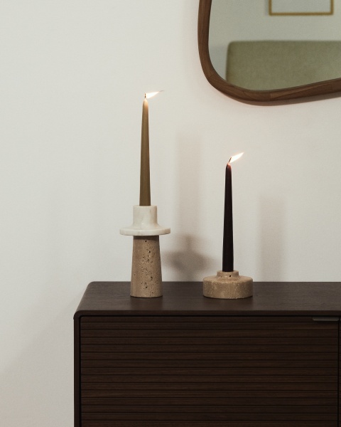 Подсвечник Zalvori из белого мрамора и травертина 18 см от интернет-магазина IDODOM.RU