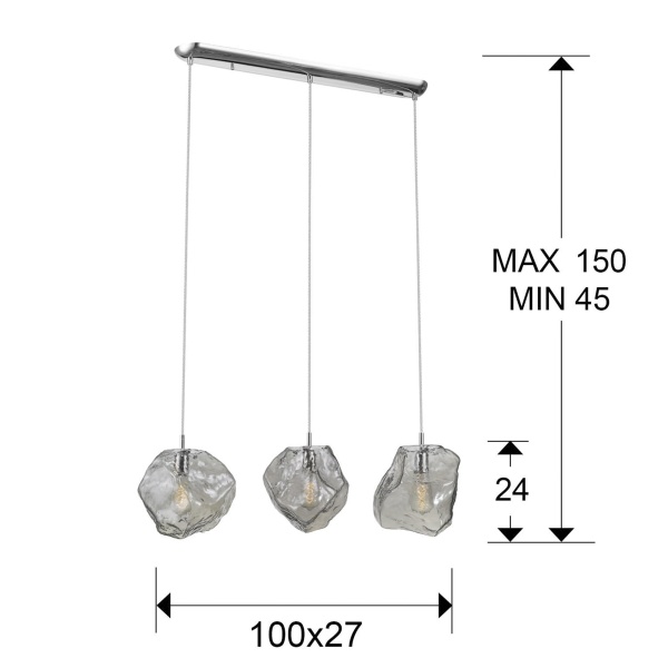 Подвесной светильник Petra 3L E27 хром от интернет-магазина IDODOM.RU