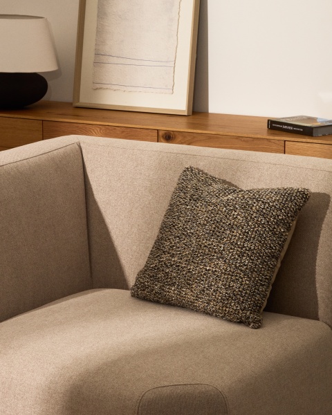 Чехол для подушки Tivra из хлопка и джута черного цвета 45 x 45 см от интернет-магазина IDODOM.RU