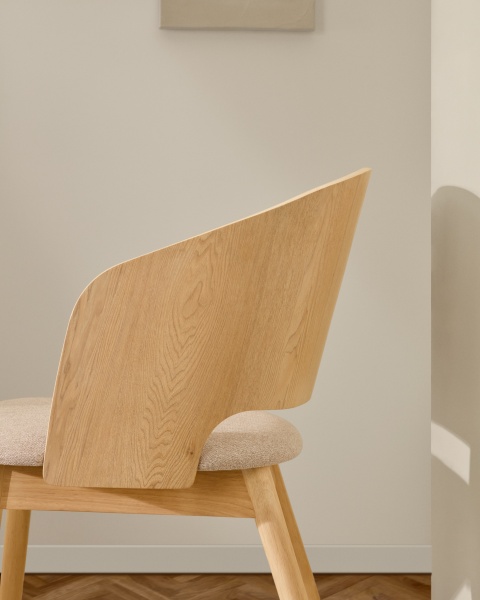 Стул Senoa из дерева в натуральном цвете и бежевого шенилла от интернет-магазина IDODOM.RU