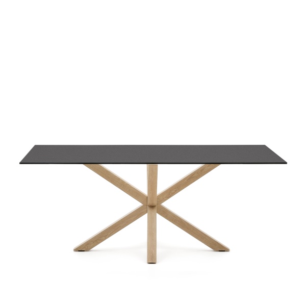 Argo Стол обеденный со стальными ножками Wofect и столешницей из черного стекла 200x100 от интернет-магазина IDODOM.RU