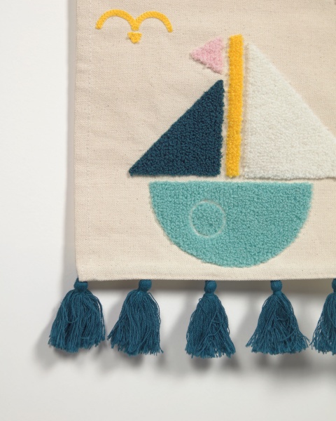 Гобелен Delmare хлопковый с парусной лодкой 25 x 25 cm от интернет-магазина IDODOM.RU