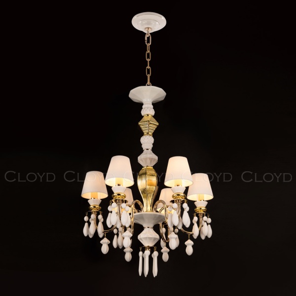 Люстра Cloyd LOTTIE-B C6 / Ø56 см- бел.-золотая керамика (арт.11211) от интернет-магазина IDODOM.RU