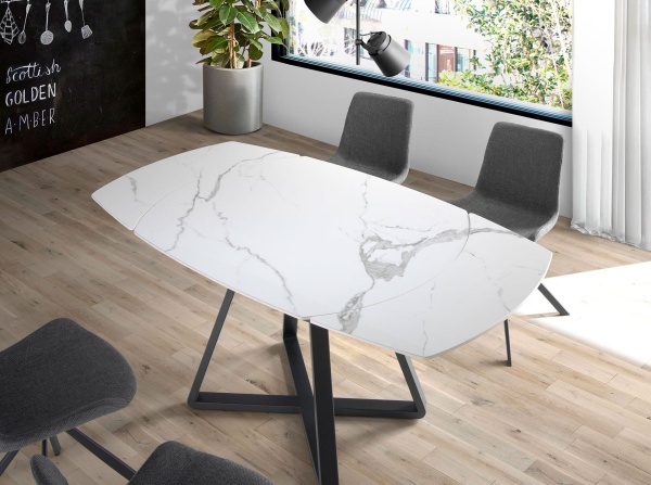 Обеденный стол D2055BB /1096 из керамики и черной стали от интернет-магазина IDODOM.RU