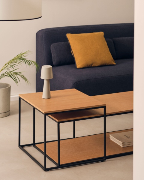 Yoana Набор из 2 столиков из дубового шпона и черного металла от интернет-магазина IDODOM.RU