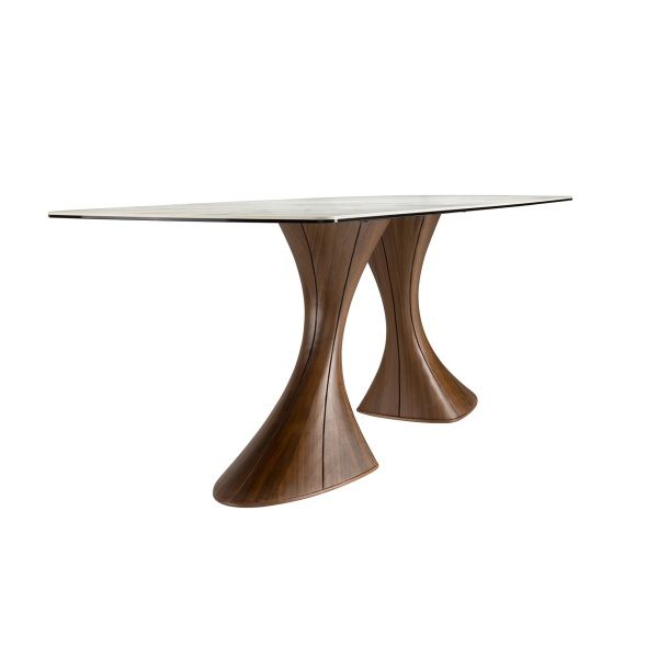 Обеденный стол 1174 овальный с мраморной керамикой и орехом от интернет-магазина IDODOM.RU