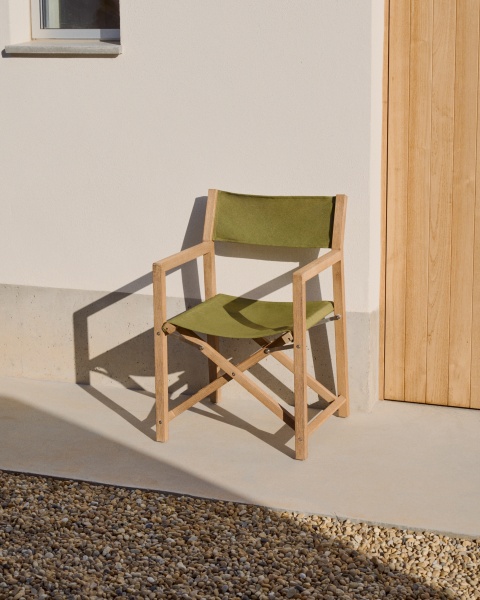 Складной стул Vilara для улицы из акации и текстиля зеленого цвета от интернет-магазина IDODOM.RU