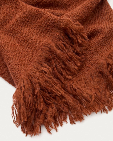 Плед Salion из смесовой шерсти с эффектом букле терракотового цвета 130 x 170 см от интернет-магазина IDODOM.RU