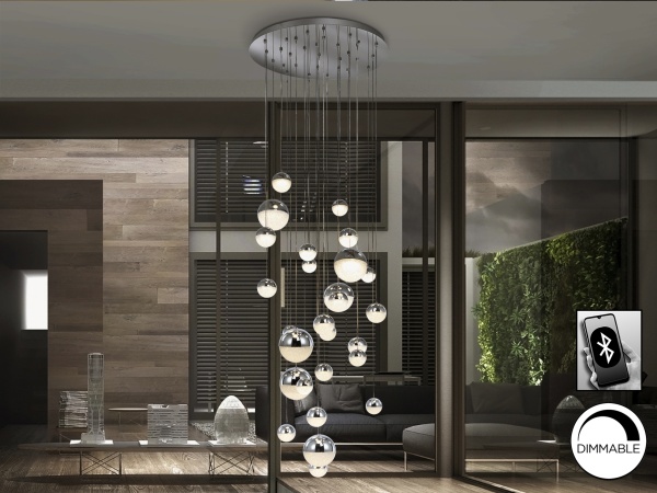 Подвесной светильник Sphere LED 27L Ø80 хром BLUETOOTH CCT 500 см от интернет-магазина IDODOM.RU
