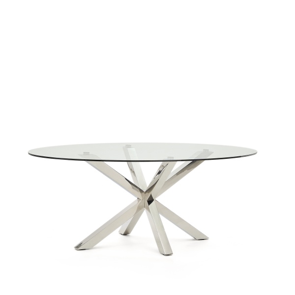 Овальный стол ARYA Argo из матового черного стекла и нержавеющей стали 200x100 от интернет-магазина IDODOM.RU