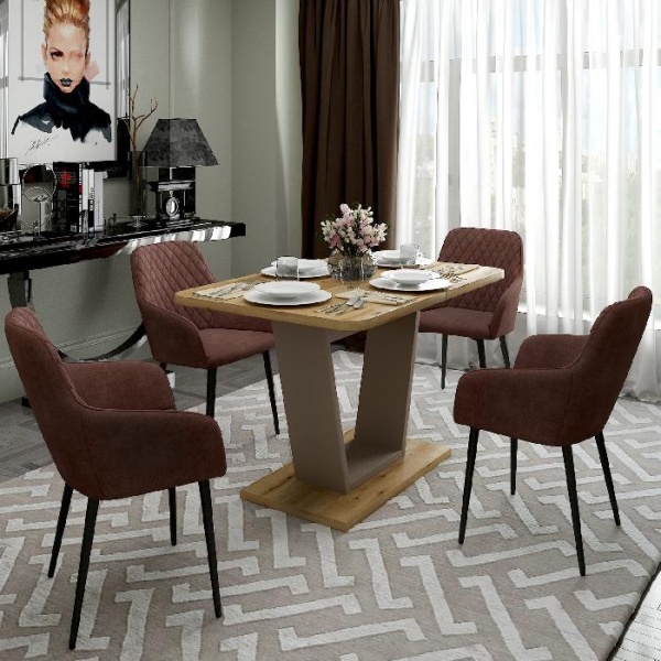 Стол обеденный Verona (120+40) дуб эвок прибрежный/глиняный серый от интернет-магазина IDODOM.RU