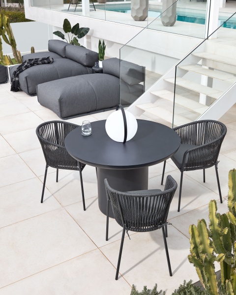 Пуф-шезлонг со спинкой  Square темно-серого цвета для садового модульного дивана 165 x101см от интернет-магазина IDODOM.RU