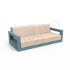 Диван Quarter lounge с подушками бирюзового цвета, аксессуар молочного цвета