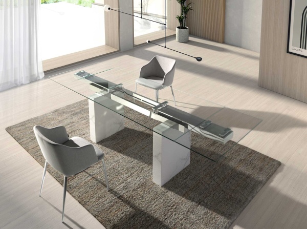 Раздвижной обеденный стол1112/MC22102DT из закаленного стекла и керамики от интернет-магазина IDODOM.RU