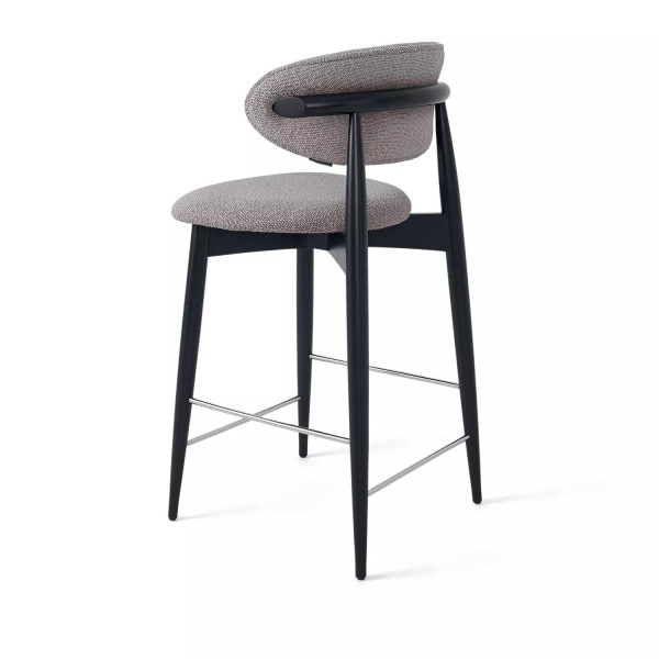 Стул полубарный Paolo, бук натуральный (эмаль черная), ткань, пепельно-серый от интернет-магазина IDODOM.RU