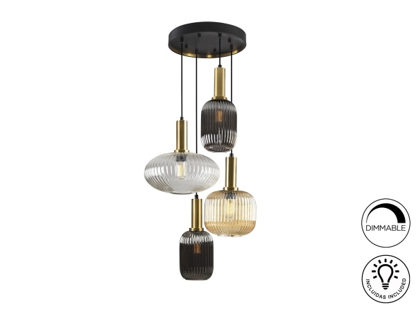 Люстра Norma 4L черный/латунь от интернет-магазина IDODOM.RU