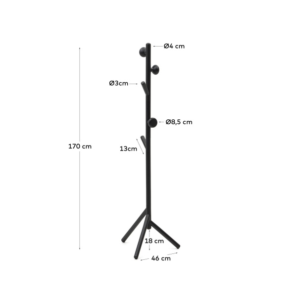 Вешалка Nadue из массива бука с черной отделкой 170 см от интернет-магазина IDODOM.RU