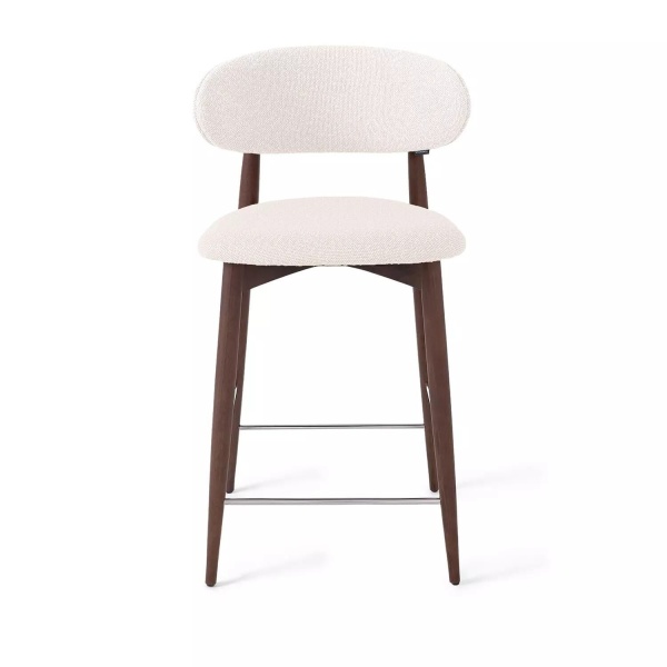 Стул полубарный Paolo, бук натуральный (тонированный коричневым лаком), ткань, белый от интернет-магазина IDODOM.RU