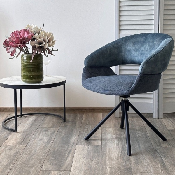 Стул Lotus ткань комби синий, поворотно-возвратный механизм 360 градусов от интернет-магазина IDODOM.RU