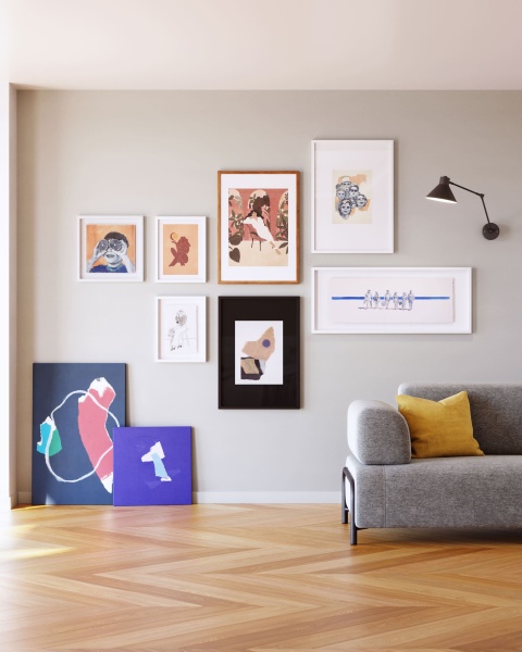 Zoeli сине-красная абстрактная картина 60 х 90 см от интернет-магазина IDODOM.RU