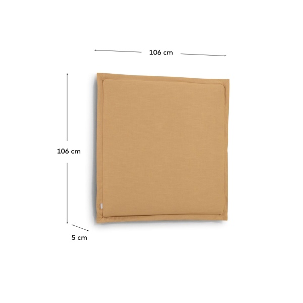 Изголовье из льняной ткани горчичного цвета Tanit со съемным чехлом 106 x 106 см от интернет-магазина IDODOM.RU