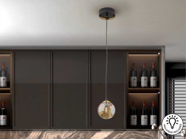 Подвесной светильник Dark 1L 12D черно-латунный от интернет-магазина IDODOM.RU