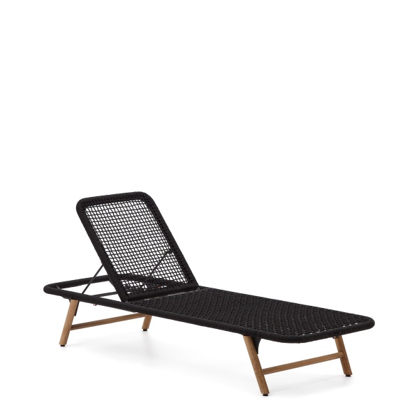 Шезлонг Dandara со стальной конструкцией, черным шнуром и ножками из 100% массива акации от интернет-магазина IDODOM.RU