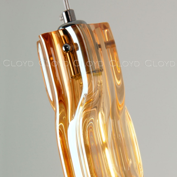 Подвесной светильник Cloyd ICEBERG-A P1 / Ø8 см - хром - янтарное стекло (арт.11655) от интернет-магазина IDODOM.RU