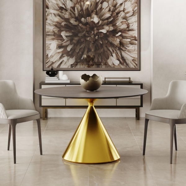 Стол круглый AXIS 120, шпон / опора золото от интернет-магазина IDODOM.RU