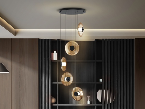 Diabolo Люстра 5L - черный-янтарный от интернет-магазина IDODOM.RU