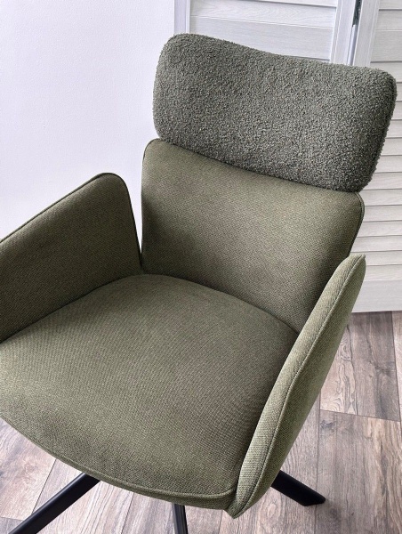 Стул с подлокотниками Trio ткань комби зеленый, поворотно-возвратный механизм  360 градусов от интернет-магазина IDODOM.RU