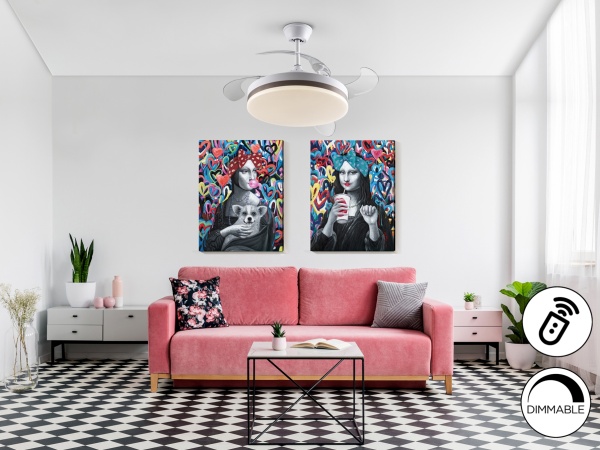 Вентилятр с освещением Vento D50 DIM белый-бронзовый от интернет-магазина IDODOM.RU