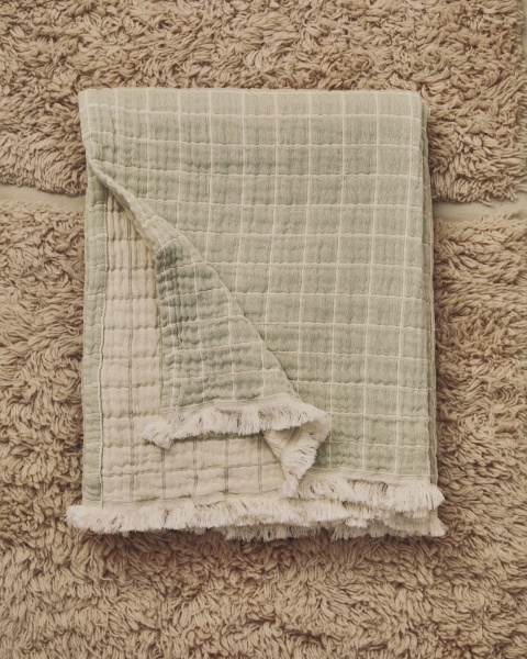 Комплект из 2 чехлов для подушек Tivaro из хлопкового жаккарда в светло-зеленую клетку 30 х 50 от интернет-магазина IDODOM.RU