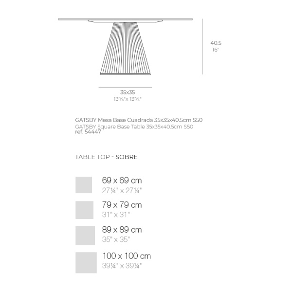 Столик Gatsby база 35x35x40cm s50 (столешница 69х79х89х100) от интернет-магазина IDODOM.RU