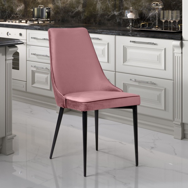 Стул Oliver, бархат пудровый 15/ чёрный конус от интернет-магазина IDODOM.RU