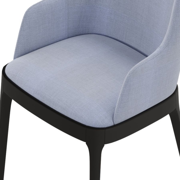 Стул с подлокотниками Magda без стежек,  массив бук, рогожка голубой от интернет-магазина IDODOM.RU