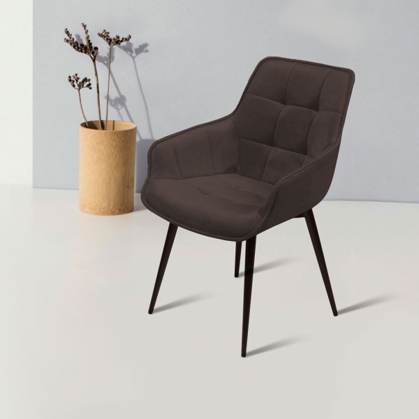 Стул с подлокотниками Capri, бархат антрацит 14 / опора конус от интернет-магазина IDODOM.RU