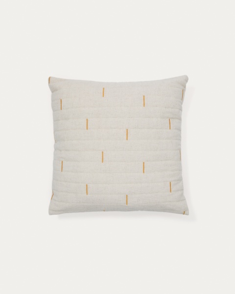 Чехол на подушку Blaina из белого льна с оранжевой вышивкой 45 x 45 см от интернет-магазина IDODOM.RU