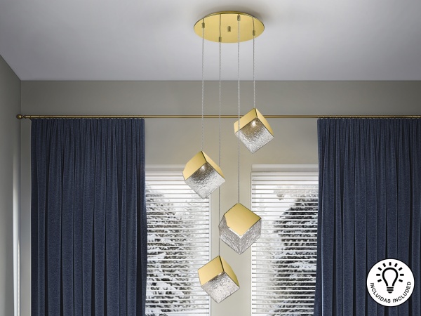 Подвесной светильник Priscila 4L золотой от интернет-магазина IDODOM.RU