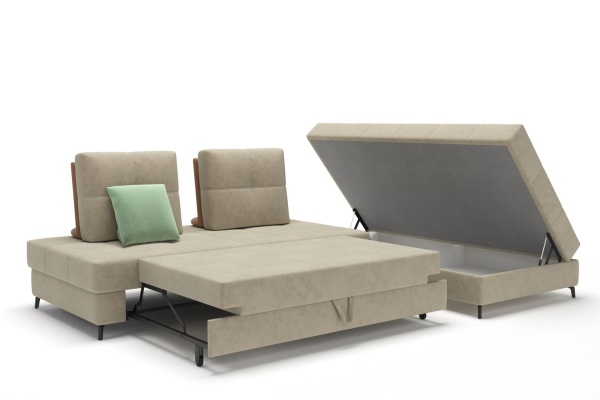 Reef диван-кровать угловой замша бежевый от интернет-магазина IDODOM.RU