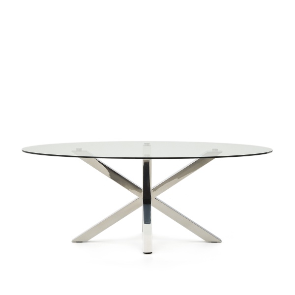 Овальный стол ARYA Argo из матового черного стекла и нержавеющей стали 200x100 от интернет-магазина IDODOM.RU