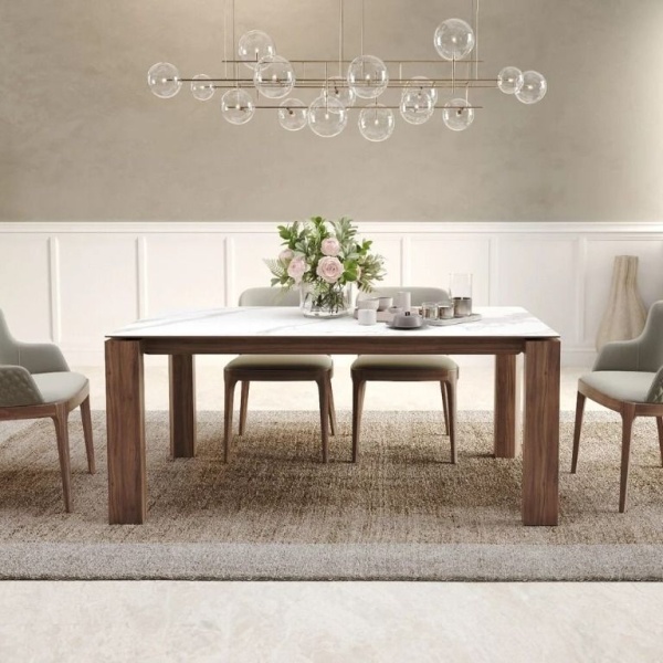 Стол обеденный Aron 160, керамика матовая белая от интернет-магазина IDODOM.RU