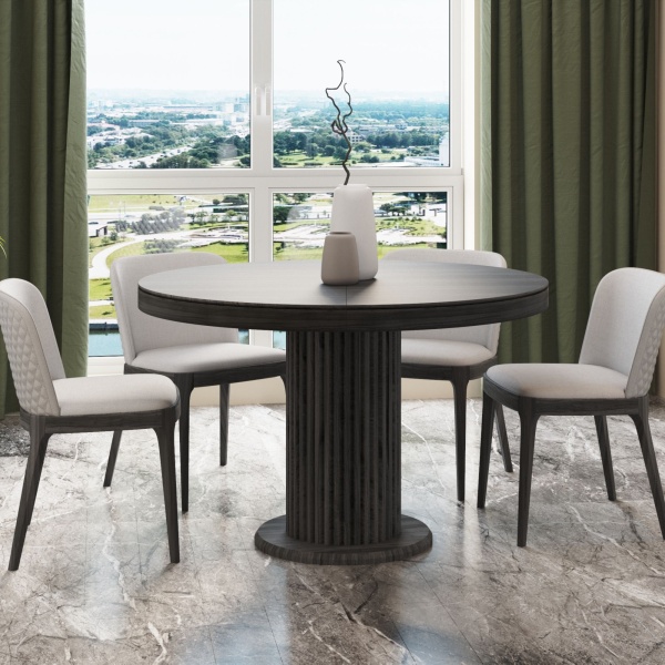 Стол Denver 110+40, круглый раздвижной, шпон от интернет-магазина IDODOM.RU