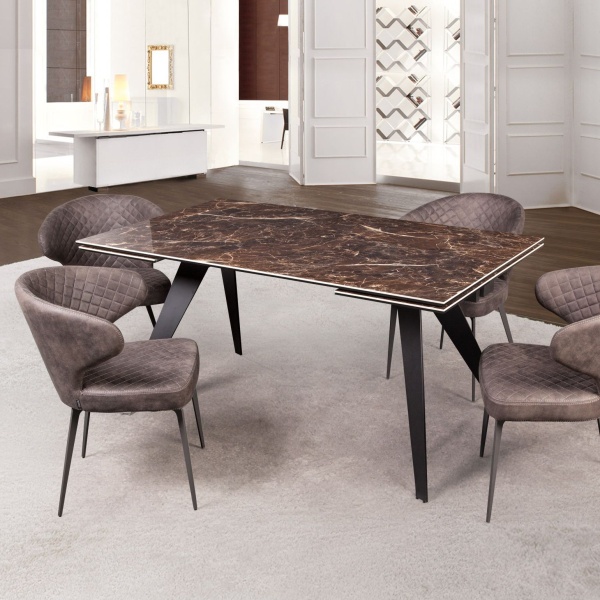 Стол раскладной Grant (160+40+40), мрамор испанская керамика коричневый от интернет-магазина IDODOM.RU