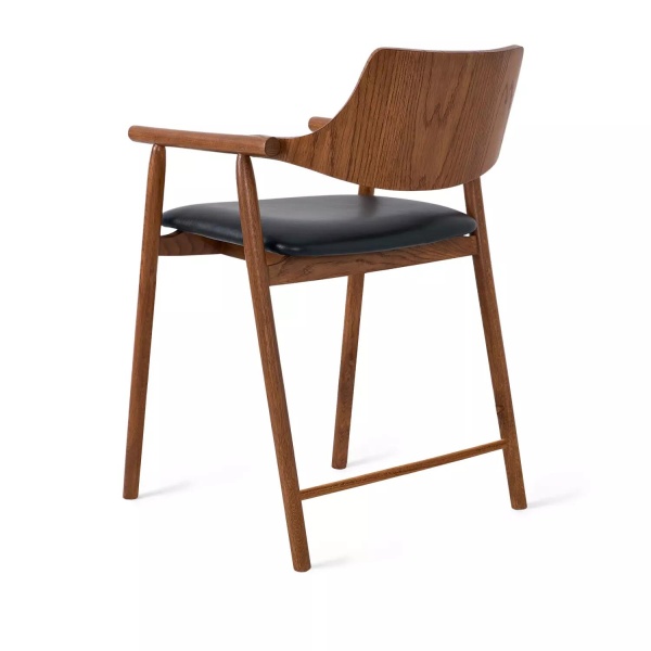 Стул с подлокотниками Viggo, дуб натуральный, кожа, черный от интернет-магазина IDODOM.RU