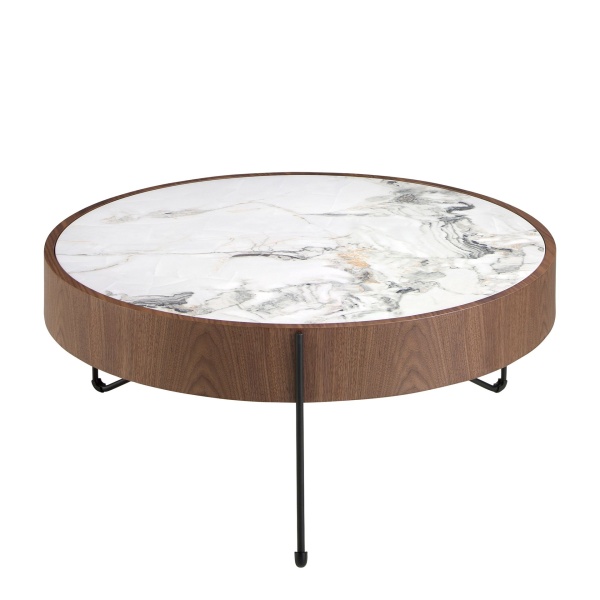 Круглый журнальный столик 2138/MH2303A из ореха и мраморной керамики от интернет-магазина IDODOM.RU