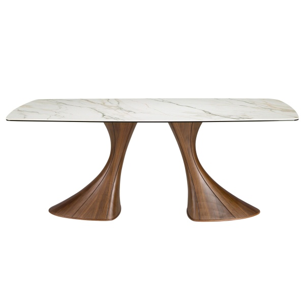 Обеденный стол 1174 овальный с мраморной керамикой и орехом от интернет-магазина IDODOM.RU