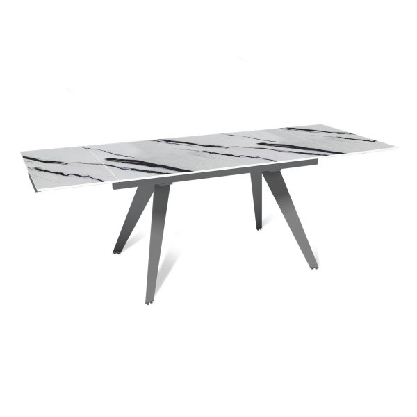 Стол раскладной Rhein (140+40+40), керамика глянцевая Panda White от интернет-магазина IDODOM.RU