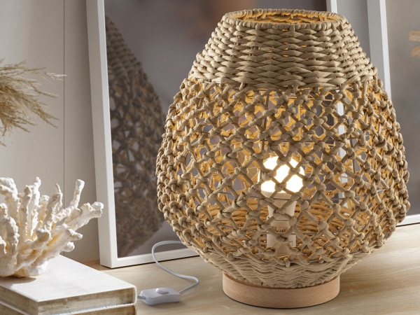 Настольная лампа YAIZA с абажуром из бумажной веревки от интернет-магазина IDODOM.RU